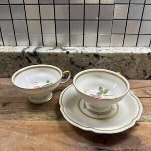 Rosenthal Germany Dolly Madison Demitasse 2 Teacups And 1 Saucer China Roses
